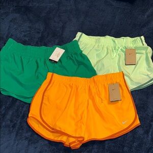 Nike Women's Athletic Shorts - Orange, Green, and Light Green XL NEW 3 Pairs